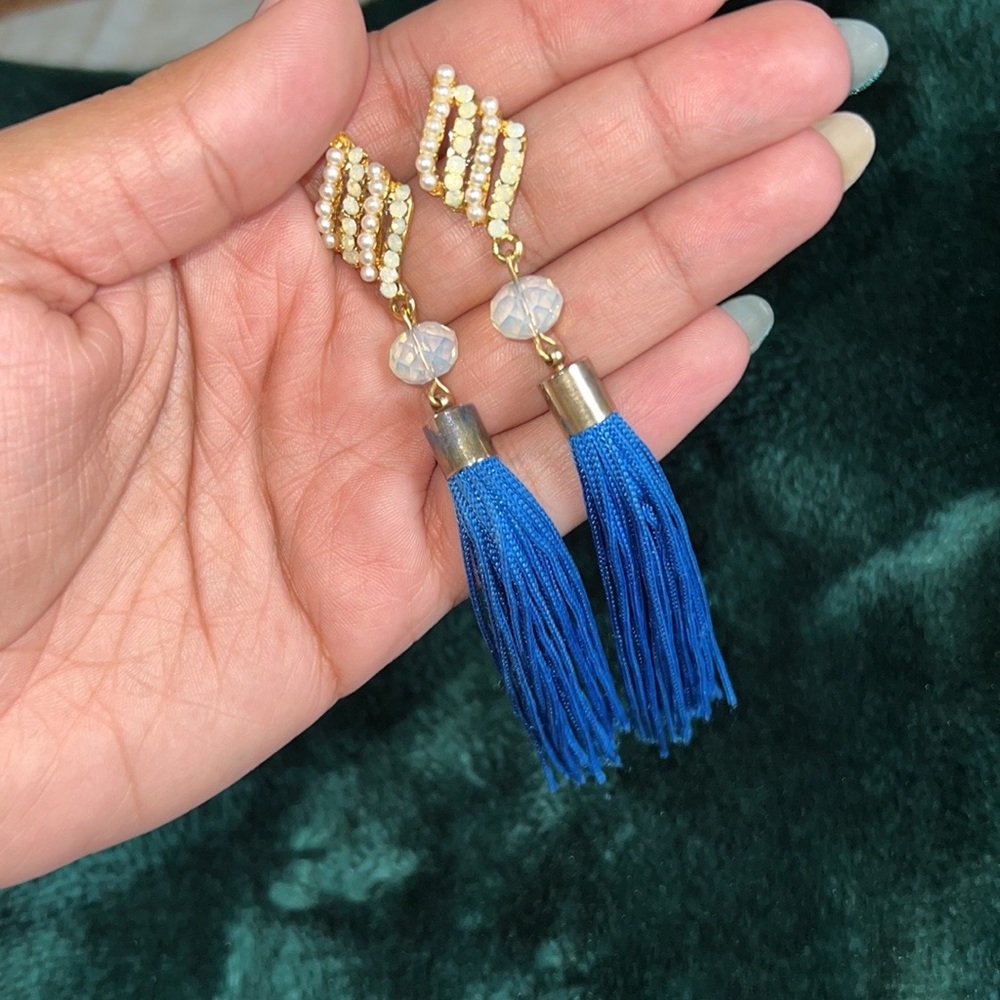Blue hippie  hand made earrings
